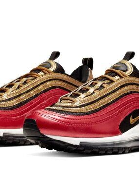Nike Air Max 97 red gold sequin women's 7.5